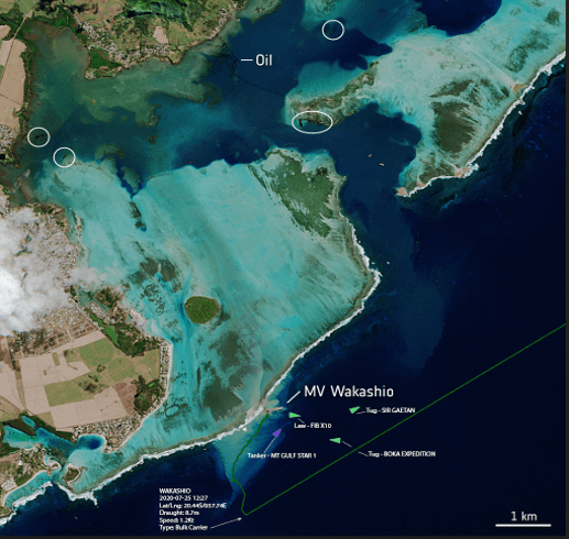 Mauritius Wakashio Satellite Image