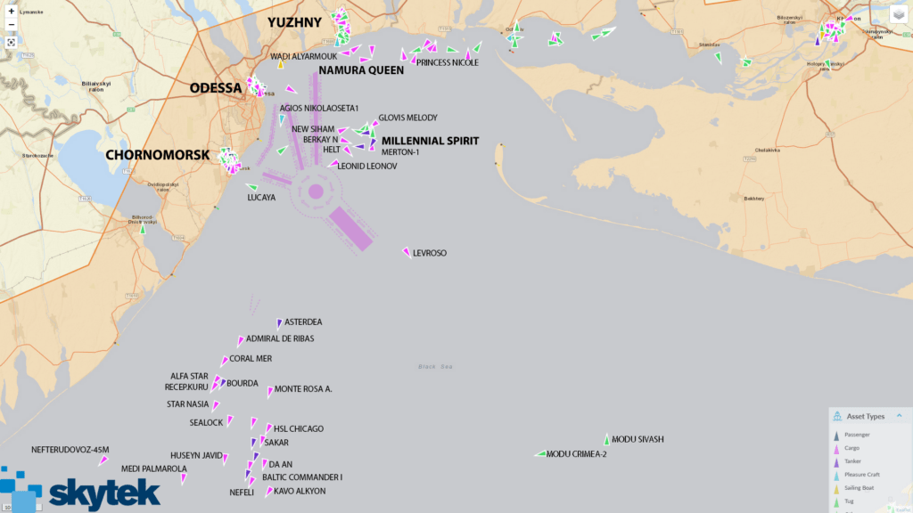 Ships leaving ports in the Black Sea